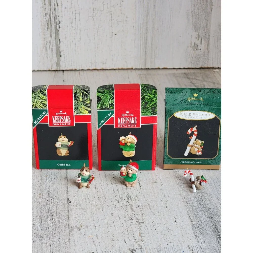 Hallmark girbel bear Variety xmas‎ ornament miniature set